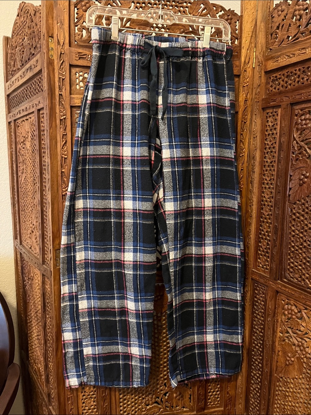 Natural Reflections Black, Blue & White Plaid Jogger Pants